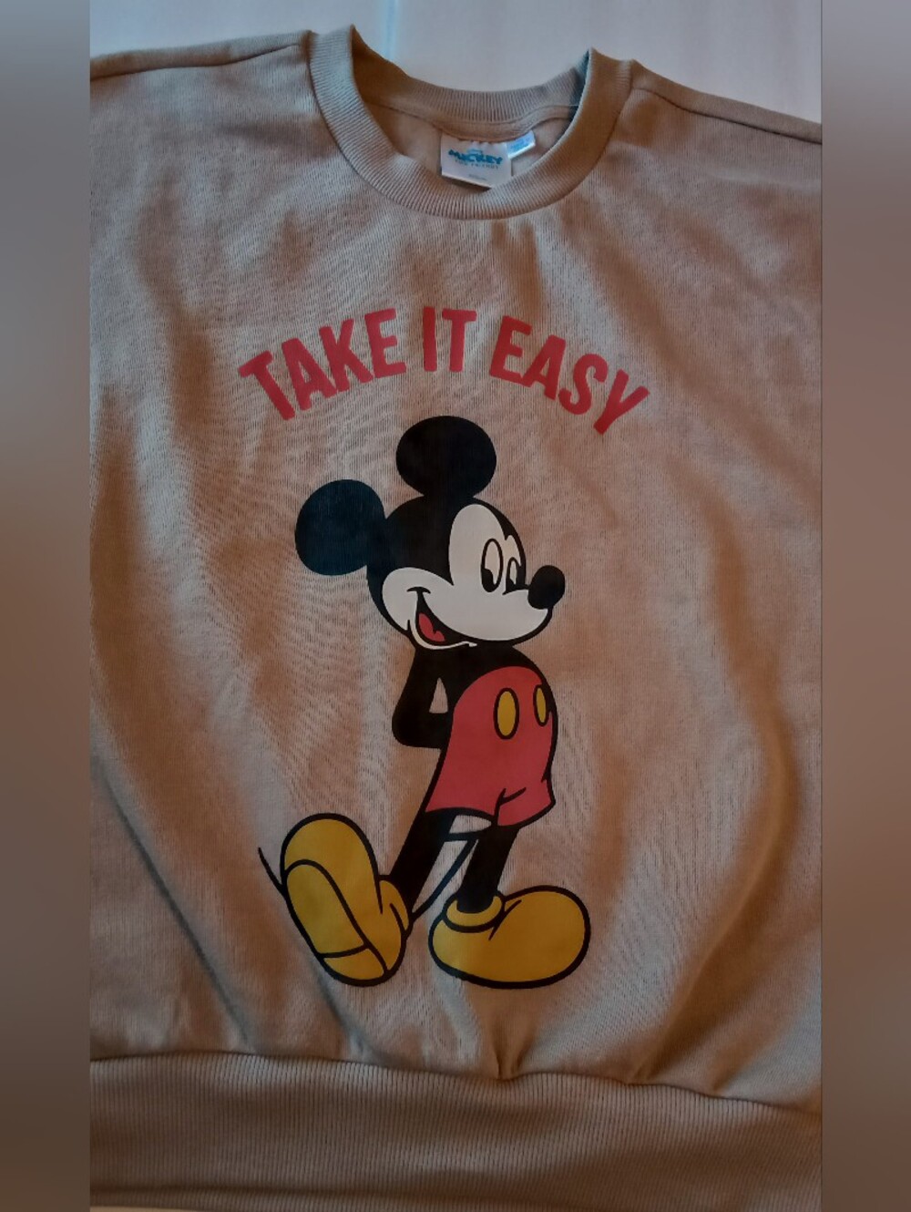 Disney Tan 'Take It Easy' Mickey Mouse Sweatshirt